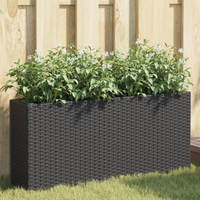 Garden Planter with 2 Pots 90x20x40 cm Poly Rattan