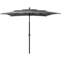 vidaXL 3-Tier Garden Parasol with Aluminium Pole Anthracite 2.5x2.5 m