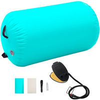 vidaXL Inflatable Gymnastic Roll with Pump 100x60 cm PVC Green