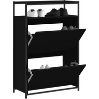 vidaXL Shoe Cabinet Black 75x34x112 cm Engineered Wood