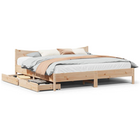 vidaXL Bed Frame with Drawers 180x200 cm Super King Solid Wood Pine