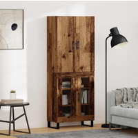 vidaXL Highboard 2 pcs Old Wood 69.5 x 34 x 180 cm