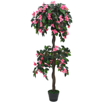 vidaXL Artificial Rhododendron Plant with Pot 155 cm Green and Pink