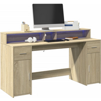vidaXL Desk with LED Lights Sonoma Oak 160x55x91 cm Engineered Wood