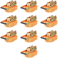 vidaXL Ratchet Tie Down Straps 10 pcs 2 Tonnes 8mx50mm Orange