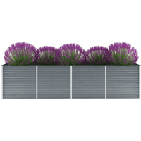 vidaXL Garden Raised Bed Galvanised Steel 320x80x77 cm Grey