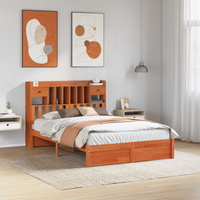 vidaXL Bookcase Bed Frame Wax Brown 200 x 160 cm Solid Pine Wood