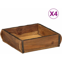 vidaXL Tray 4 pcs Brown 29 x 31 x 10 cm Solid Reclaim Wood