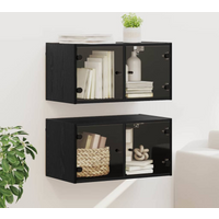 vidaXL Wall Cabinets 2 pcs Black Oak 68 x 37 x 35 cm Engineered Wood
