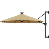 vidaXL Wall-mounted Garden Parasol with LEDs 300 cm Taupe