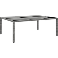 vidaXL Garden Table 200x150x75 cm Tempered Glass and Poly Rattan Grey