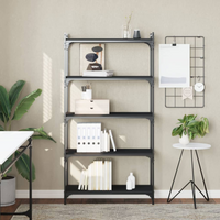 vidaXL Bookcase 5-Tier Black 80x30x154 cm Engineered Wood