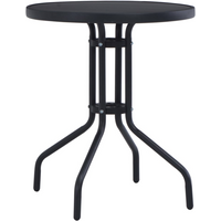 vidaXL Garden Table Black 80 cm Steel and Glass