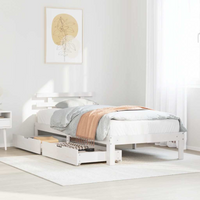 vidaXL Bed Frame with Drawers without Mattress White90x190 cm Single