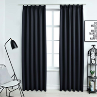 vidaXL Blackout Curtains with Hooks 2 pcs Anthracite 140x175 cm