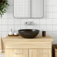 vidaXL Countertop Basin Black Round ฮฆ41x14 cm Ceramic