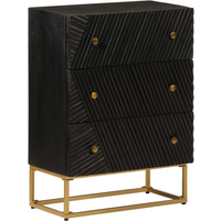vidaXL Chest of Drawers Black 55x30x76 cm Solid Wood Mango and Iron
