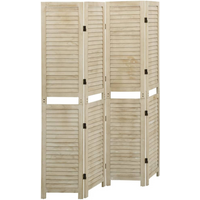 vidaXL 4-Panel Room Divider 140x165 cm Solid Wood Paulownia