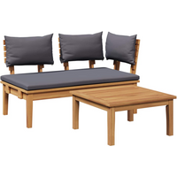 vidaXL Garden Bench 2 pcs Grey and Brown Solid Teak wood