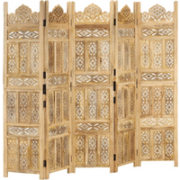 vidaXL Hand carved 5-Panel Room Divider 200x165 cm Solid Mango Wood