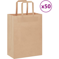 vidaXL Paper Bags 50 pcs with Handles Brown 21x11x28 cm