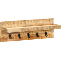 vidaXL Wall Mounted Coat Rack 60x15x20 cm Solid Rough Mango Wood