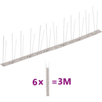 vidaXL 2-row Stainless Steel Bird & Pigeon Spikes Set of 6 3 m