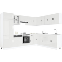 vidaXL 14 Piece Kitchen Cabinet Set Porto Gloss White Engineered Wood