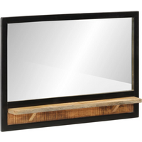 vidaXL Mirror with Shelf 80x8x55 cm Glass and Solid Wood Mango