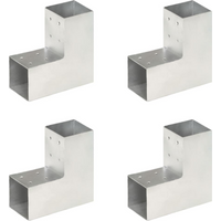 vidaXL Post Connectors 4 pcs L Shape Galvanised Metal 81x81 mm