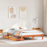 vidaXL Bed Frame with Drawers without Mattress Wax Brown 140x190 cm