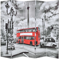 vidaXL Folding Room Divider 200x170 cm London Bus Black and White
