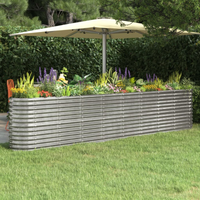 vidaXL Garden Raised Bed Galvanised Steel 332x40x68 cm Silver