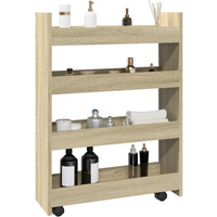 vidaXL Narrow Storage Trolley 4 Tier Sonoma Oak Engineered Wood