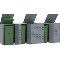 vidaXL Wheelie Bin Storage for 5 Bins Grey 345x79x117 cm Steel