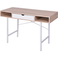 vidaXL Desk with 1 Drawer Oak and White