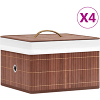 vidaXL Bamboo Storage Boxes 4 pcs Brown