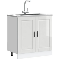 vidaXL Sink Base Cabinet "Porto" High Gloss White 80x46x81.5 cm Engineered Wood