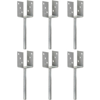 vidaXL Fence Anchors 6 pcs Silver 7x6x30 cm Galvanised Steel