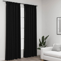 vidaXL Linen-Look Blackout Curtains with Hooks 2 pcs Anthracite 140x245 cm