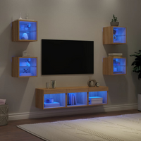 vidaXL 7 Piece TV Wall Units with LED Sonoma Oak Engineered Wood