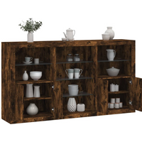 vidaXL Sideboard with LED Lights Smoked Oak 181.5x37x100 cm