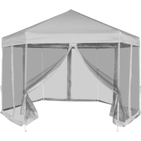 vidaXL Hexagonal Pop-Up Marquee with 6 Sidewalls Grey 3.6x3.1 m