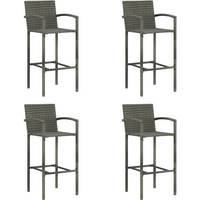 vidaXL Bar Stools 4 pcs Grey Poly Rattan