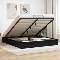 vidaXL Ottoman Bed Frame Black Oak 203 x 160 x 25 cm Chipboard