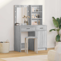 vidaXL Dressing Table Set with Shelf 2 pcs Grey Sonoma Engineered Wood