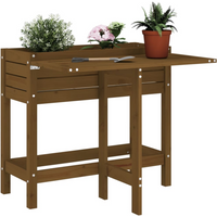 vidaXL Garden Planter with Folding Tabletop Honey Brown Solid Wood Pine