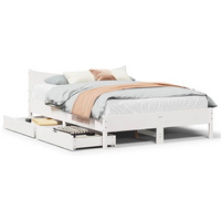 vidaXL Bed Frame with Drawers White 160x200 cm Solid Wood Pine