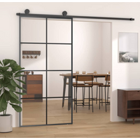 vidaXL Sliding Door Black 102.5x205 cm ESG Glass and Aluminium