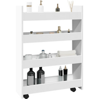 vidaXL Narrow Storage Trolley 4 Tier White Engineered Wood